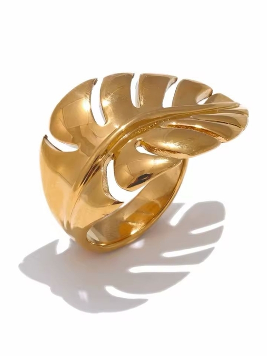 Anthropologie Jewelry - Polished Gold Leaf Cocktail Ring